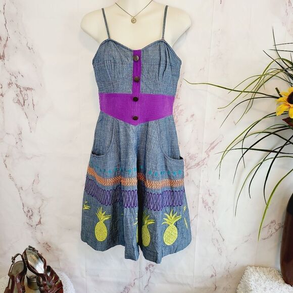 Vintage Anthropologie! Tracy Reece Frock pineapple dress - Picture 4 of 8